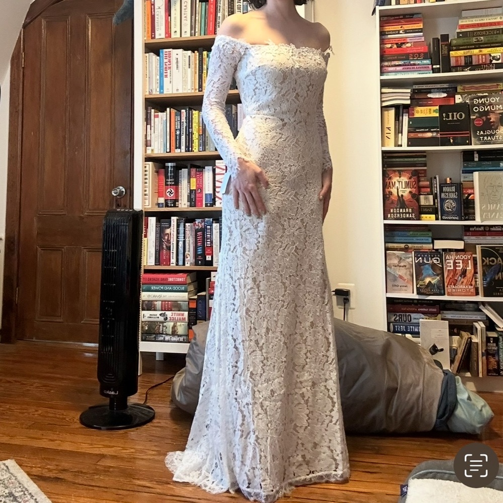 Lulu’s Romance Dreamer White Lace Off the Shoulder Dress